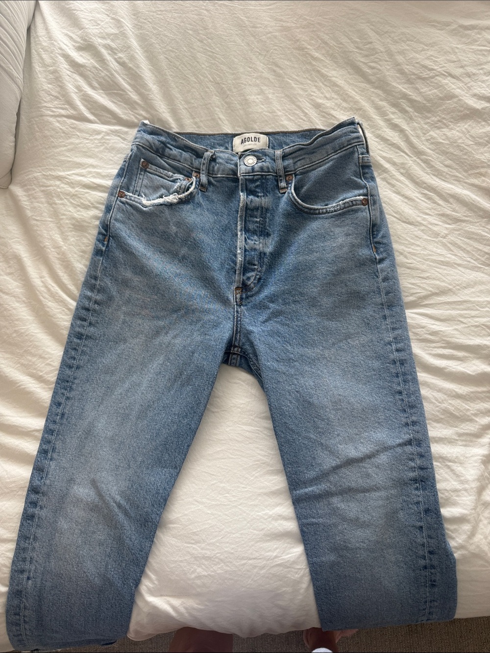 Agolde Light Wash High-Rise Straight Jeans